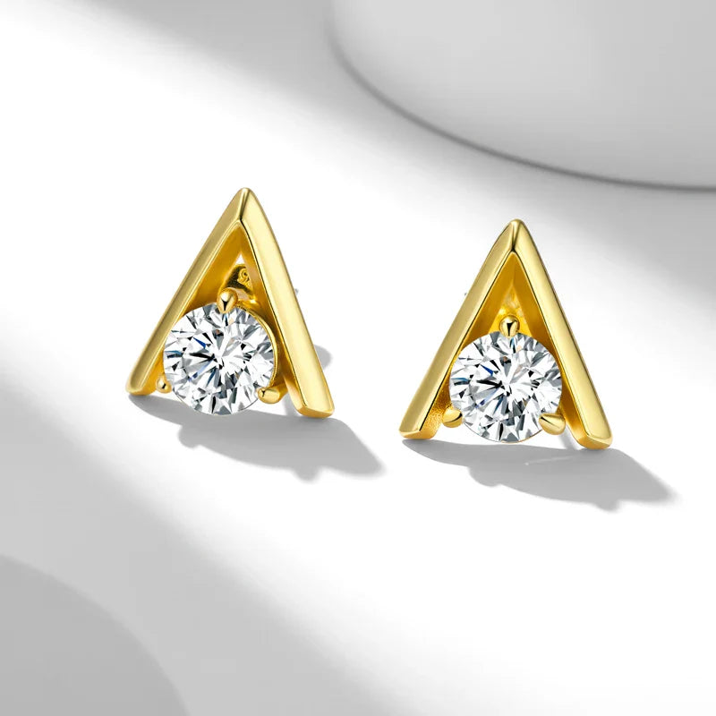 Boucles d'oreilles clous unisexe en argent sterling 925 en forme de V, serties de moissanite 2 carats (1 carat x 2)