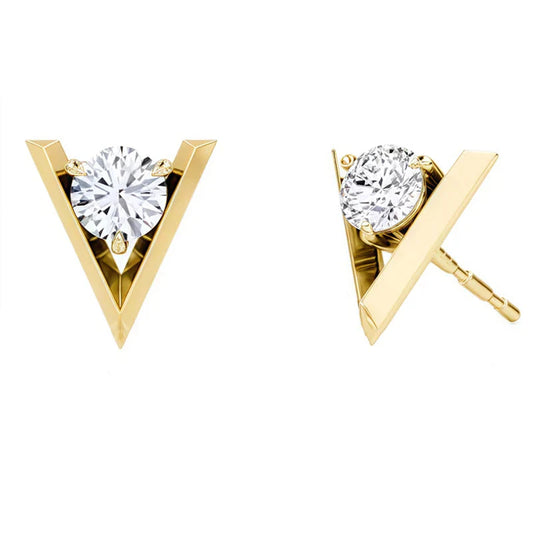 925 Sterling Silver V-Shaped 2-Carat (1ctx2) Moissanite Stud Earrings Unisex
