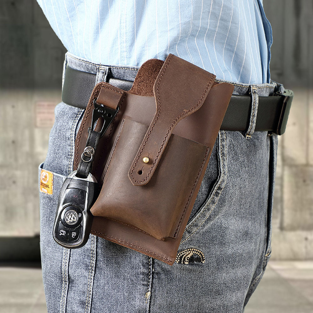 Genuine Leather Mens Cowhide Durable Work Belt-Powered Bag