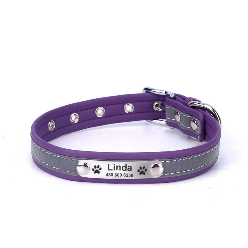 Reflective Lettering Collar Small And Medium Dog Collar Microfiber Soft Cat Collar