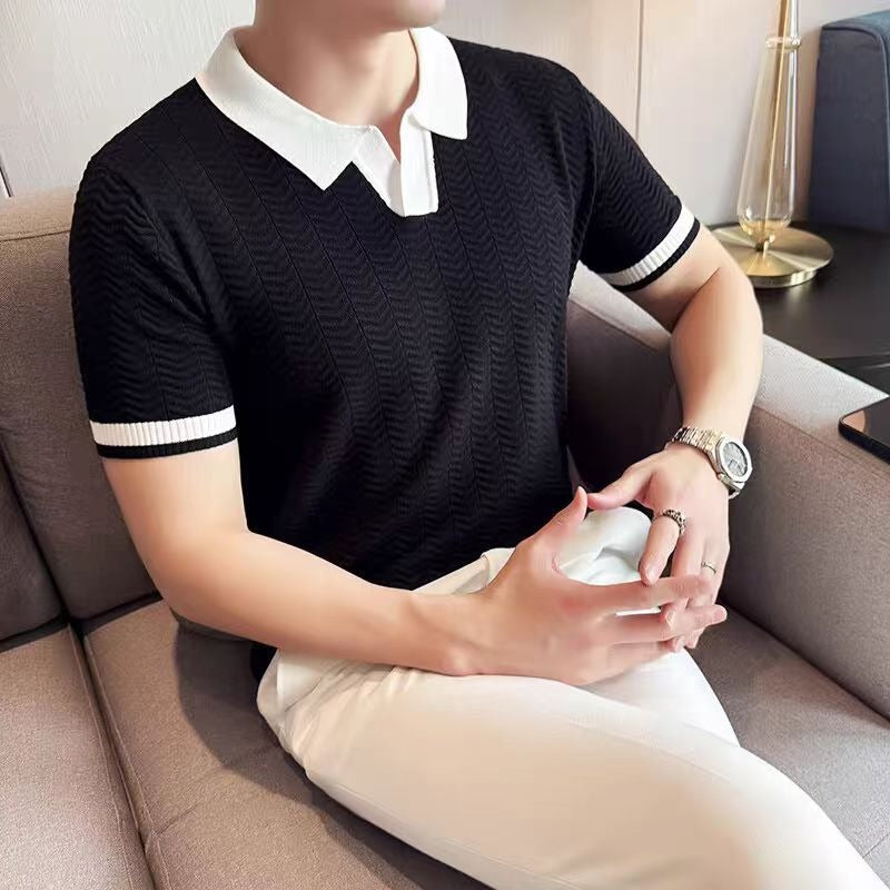 Summer Lightweight Ice Silk Knitted Short Sleeve Top