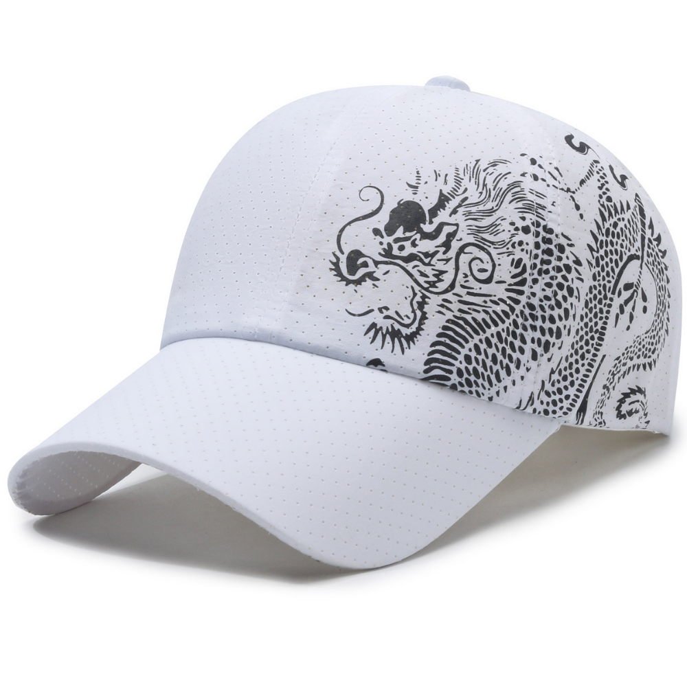 Men's And Women's Matching Mesh Dragon Pattern Printed Quick-Dry Breathable Fashion Trend Baseball Cap For Summer Outings, Parties, Outdoor Activities