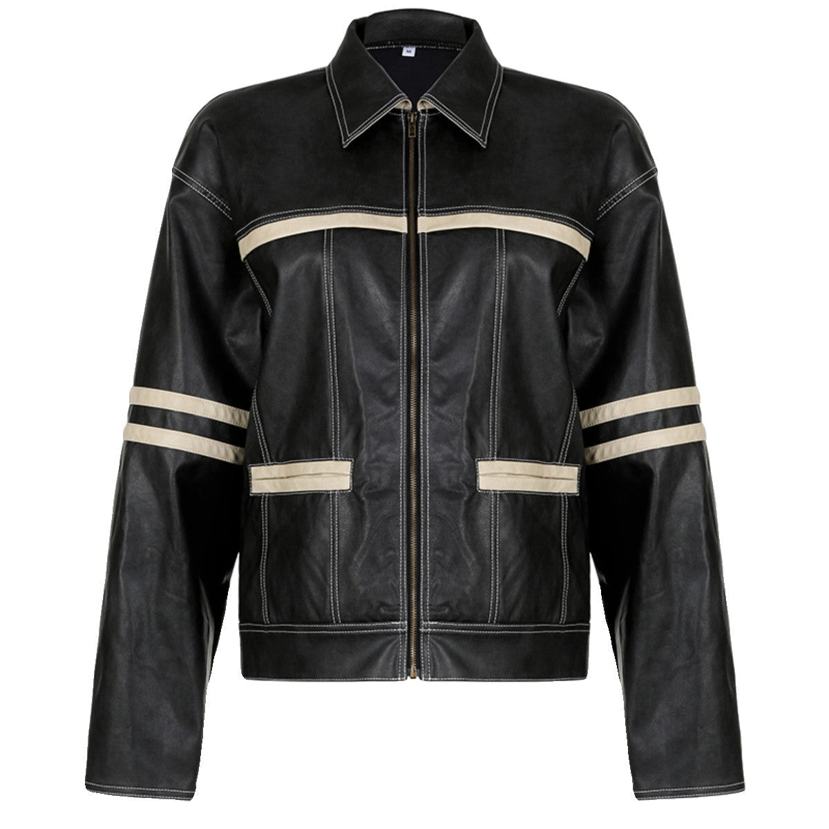 Women's Retro Contrast Color Split Leather Coat