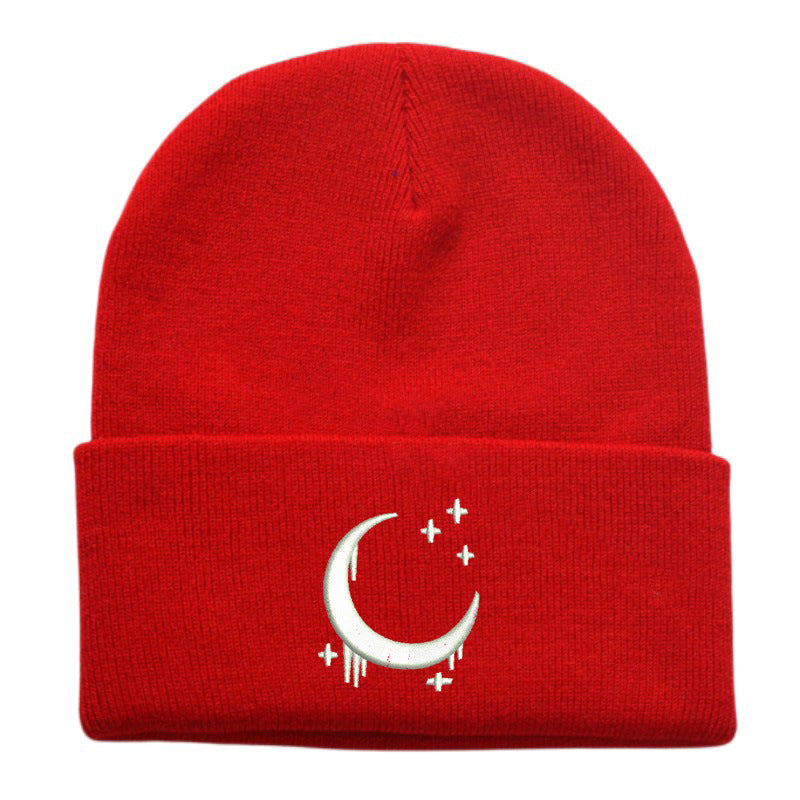 Amazon Embroidered Knitted Hat With Moon And Stars Design AutumnWinter Wool Hat