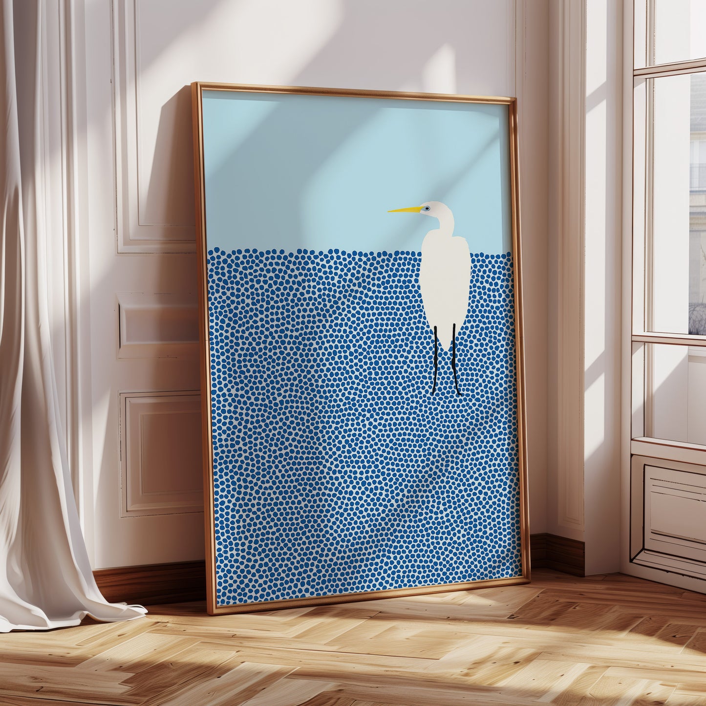 Egret in Blue Dotted Waters