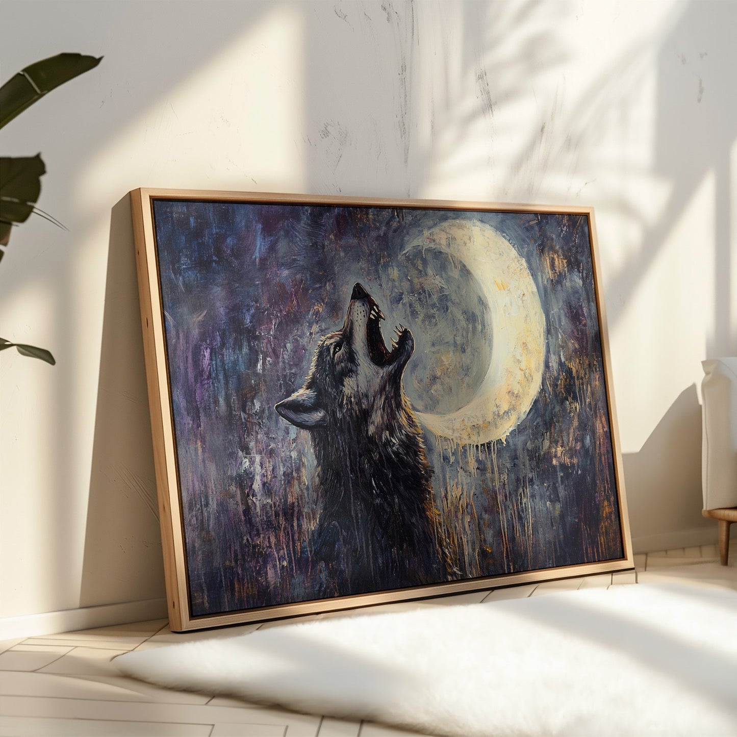 Loup solitaire hurlant sous la lune