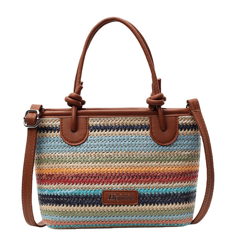 Summer Vacation Beach-style Straw Tote And Crossbody Bag
