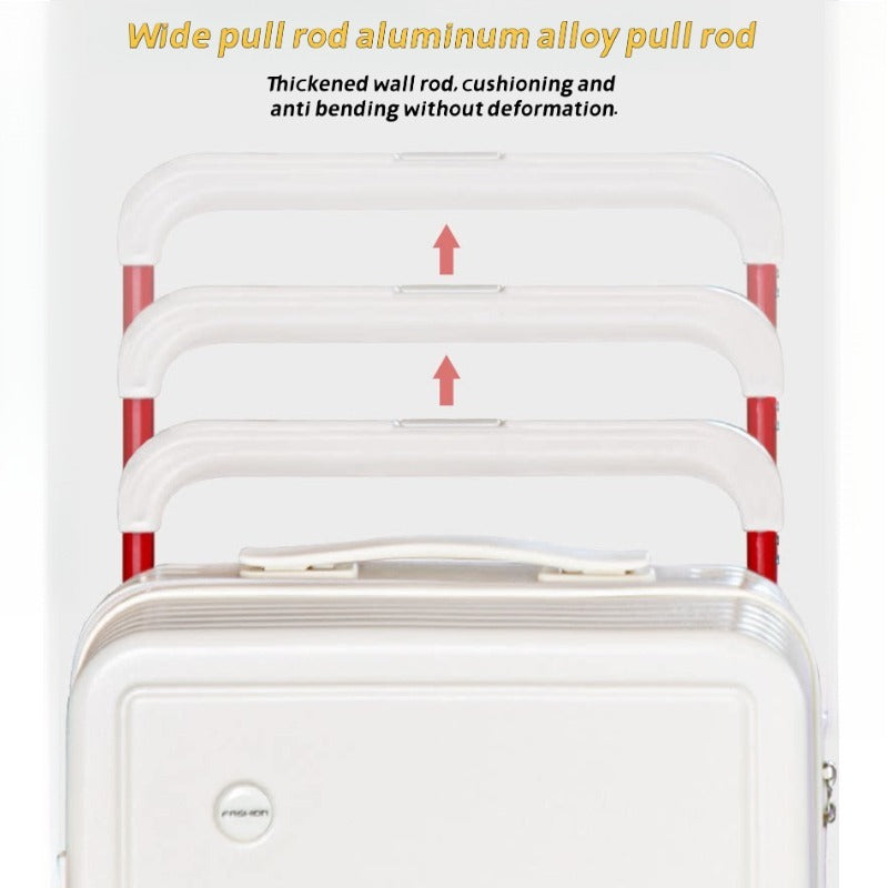 Wide Pull Rod Design Luggage Compartment, Front Open Lid, Stylish Large Capacity Luggage With Foldable Cup Holder And USB Interface