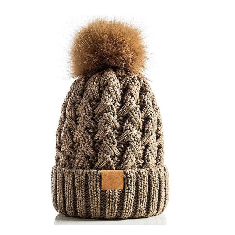 Snow Cap Knitted Hat Unisex Rolled Brim