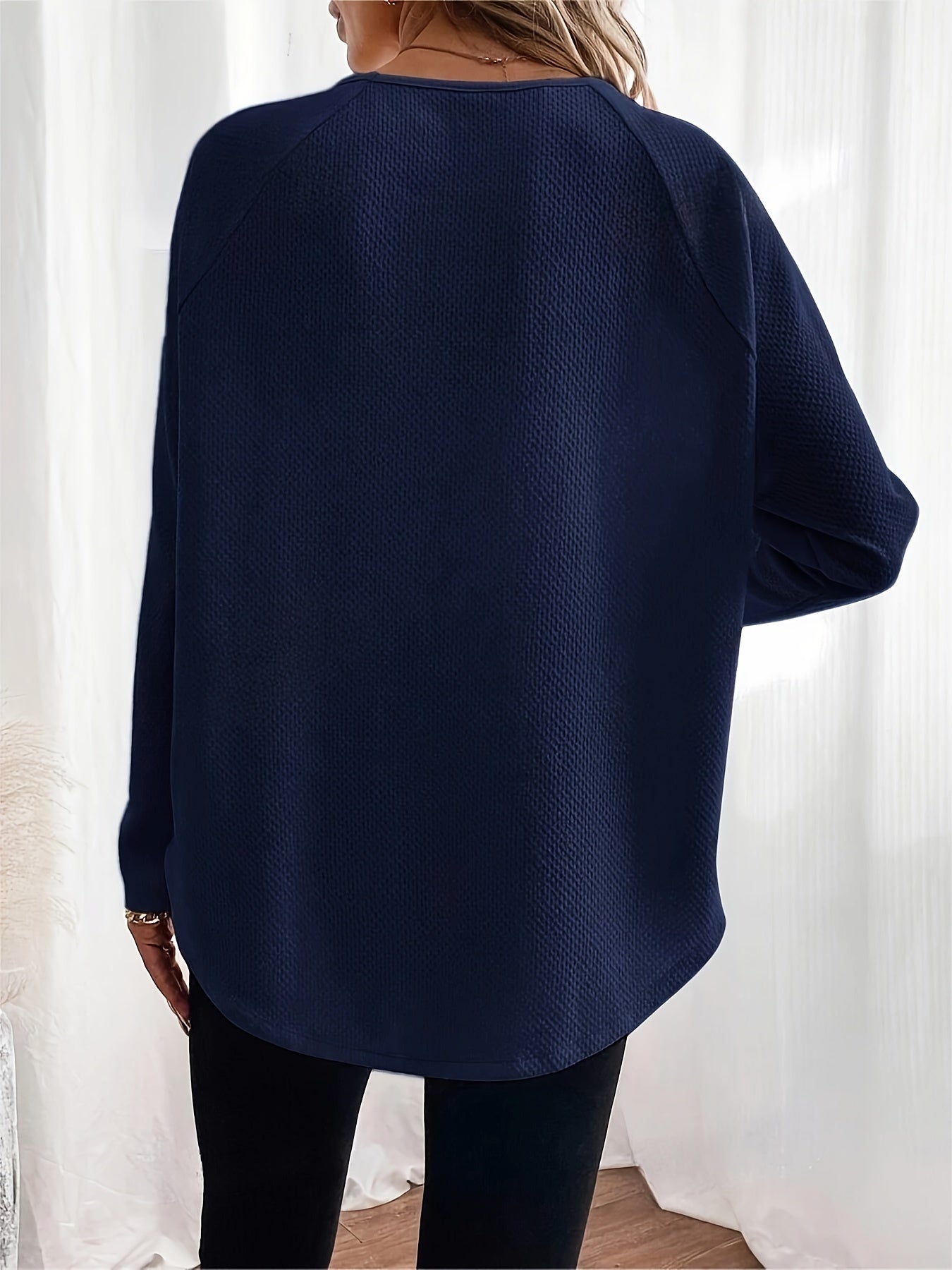 Autumn New Arrival  Solid Color Waffle-Knit Off-Shoulder Pullover Top For Loungewear