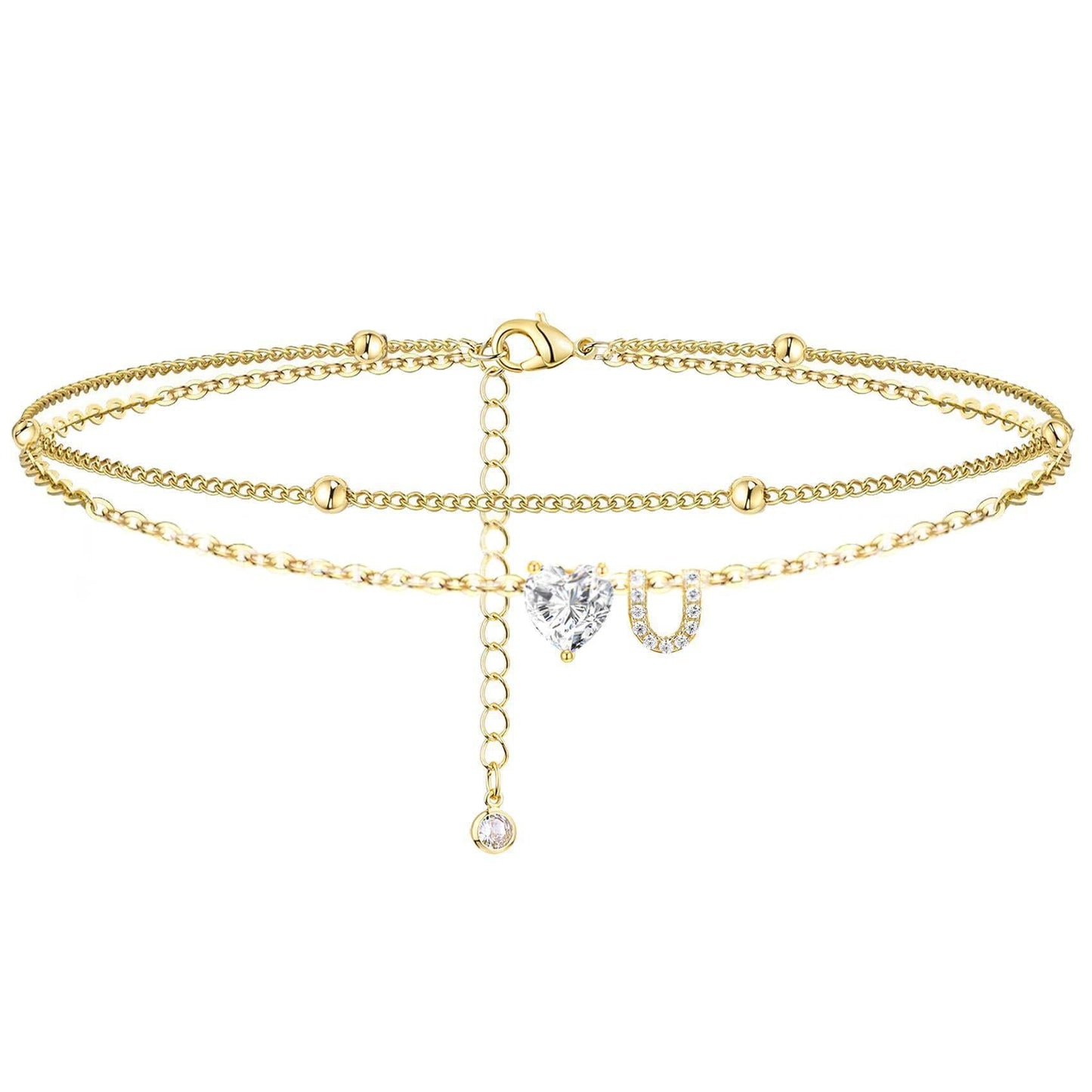 Womens Adjustable Delicate Versatile Double-layer Anklet Set