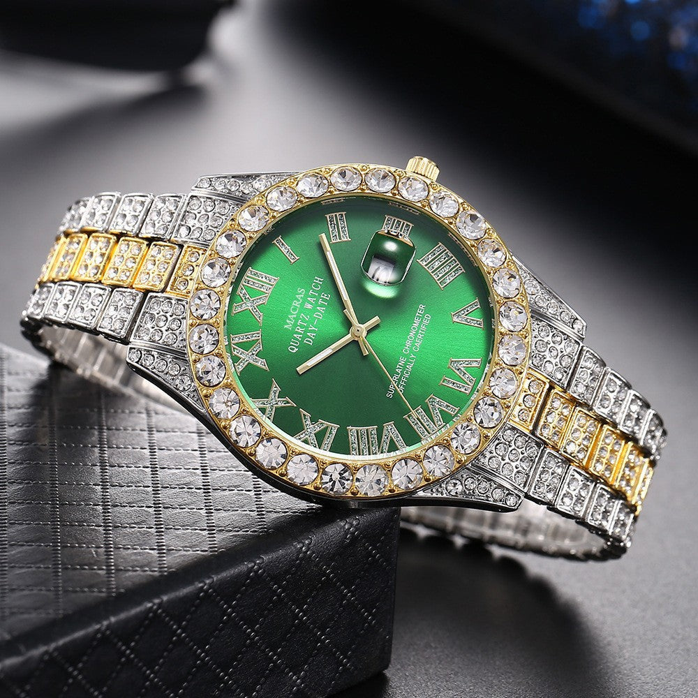 Roman Numeral Dial Steel Band Quartz Watch