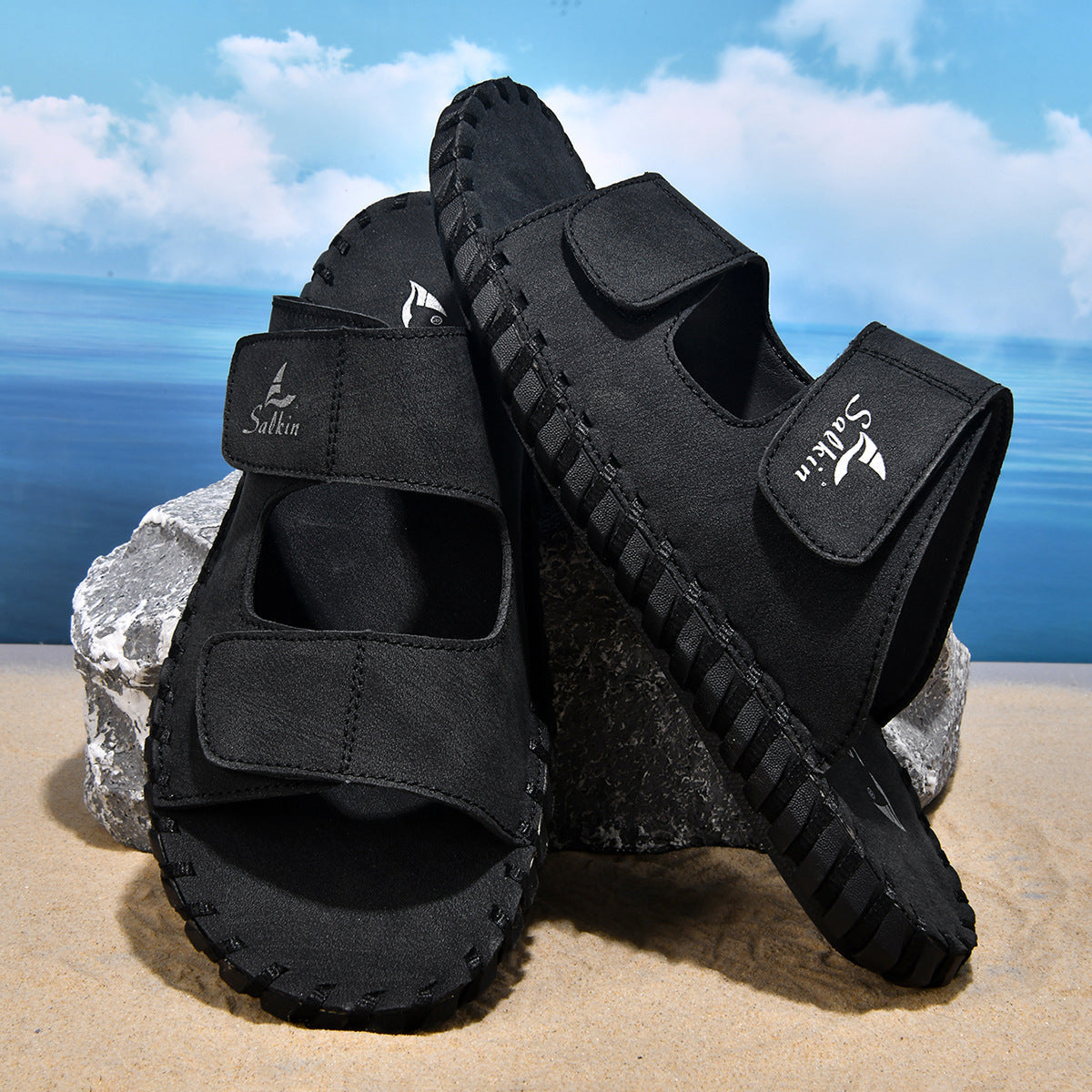 Men's Casual Outdoor Leather Slippers
