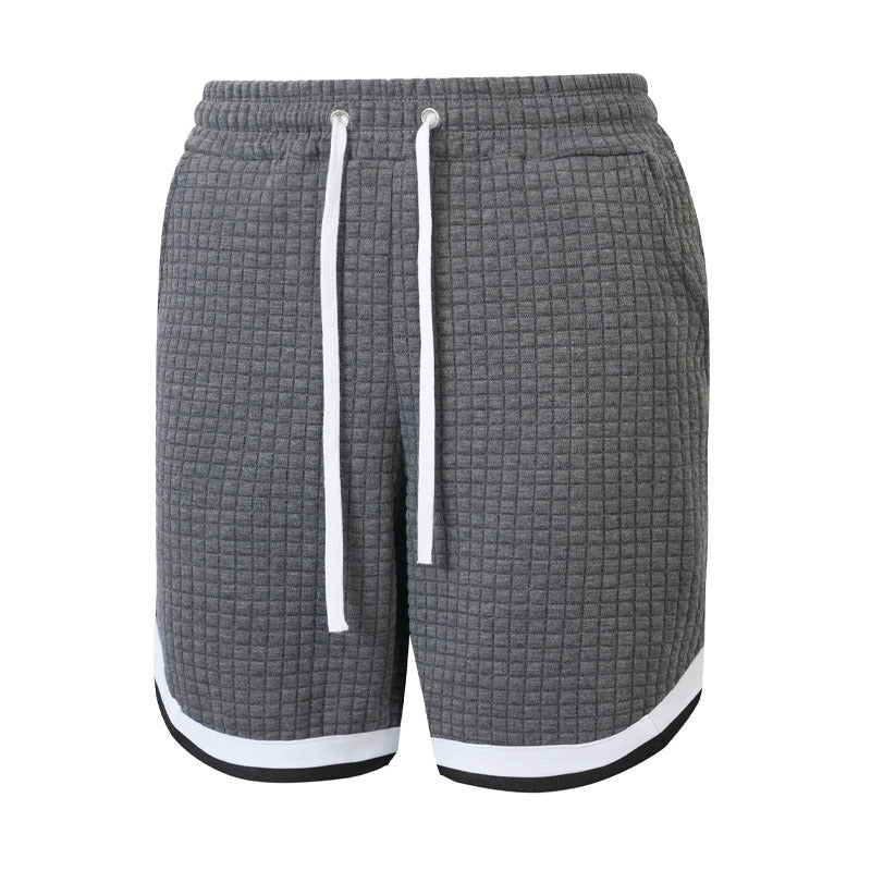 Mens Sporty Plaid-Panel Short Shorts