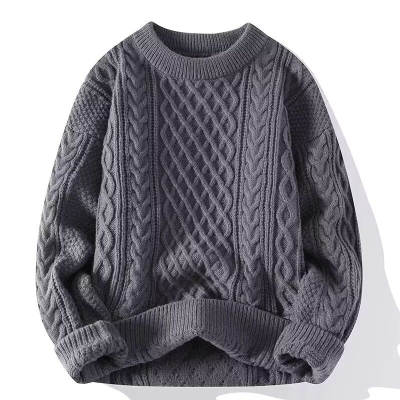 Round-neck High-neck Fleece-lined Solid-color Sweater