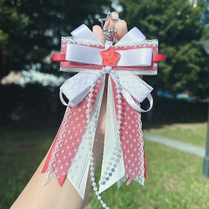 Valley Beauty Support Fan Bow-Knot Keychain Bag Charm