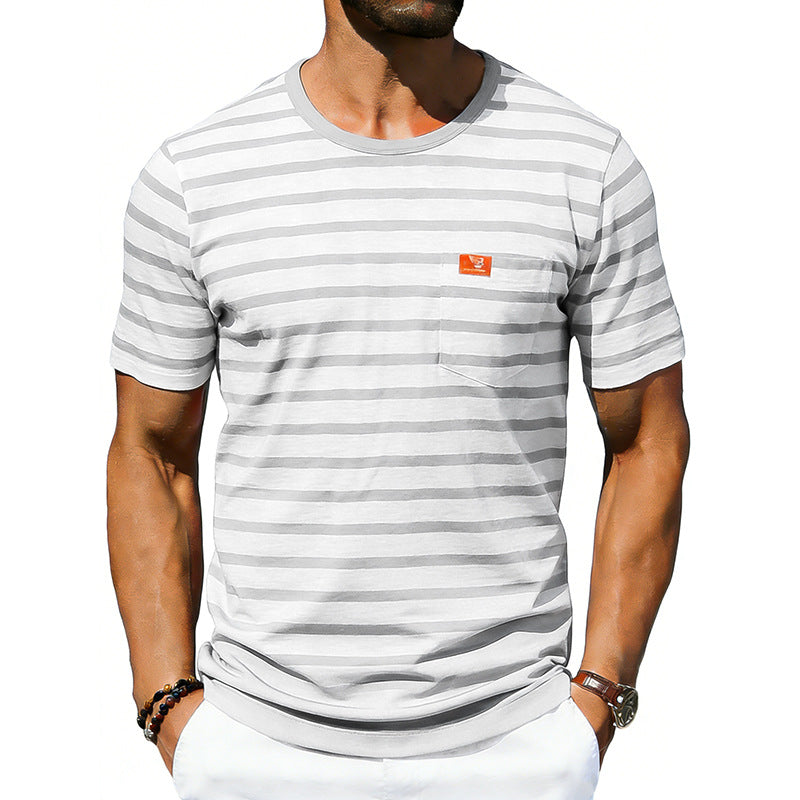 Men's Loose-fit Retro Simple Casual Crew-neck Short-sleeve T-shirt