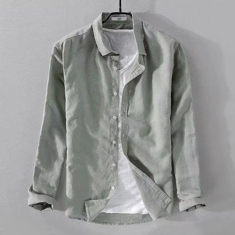 Mens Long Sleeve Casual Slim-fit Youth Style Japanese Style Simple And Breathable