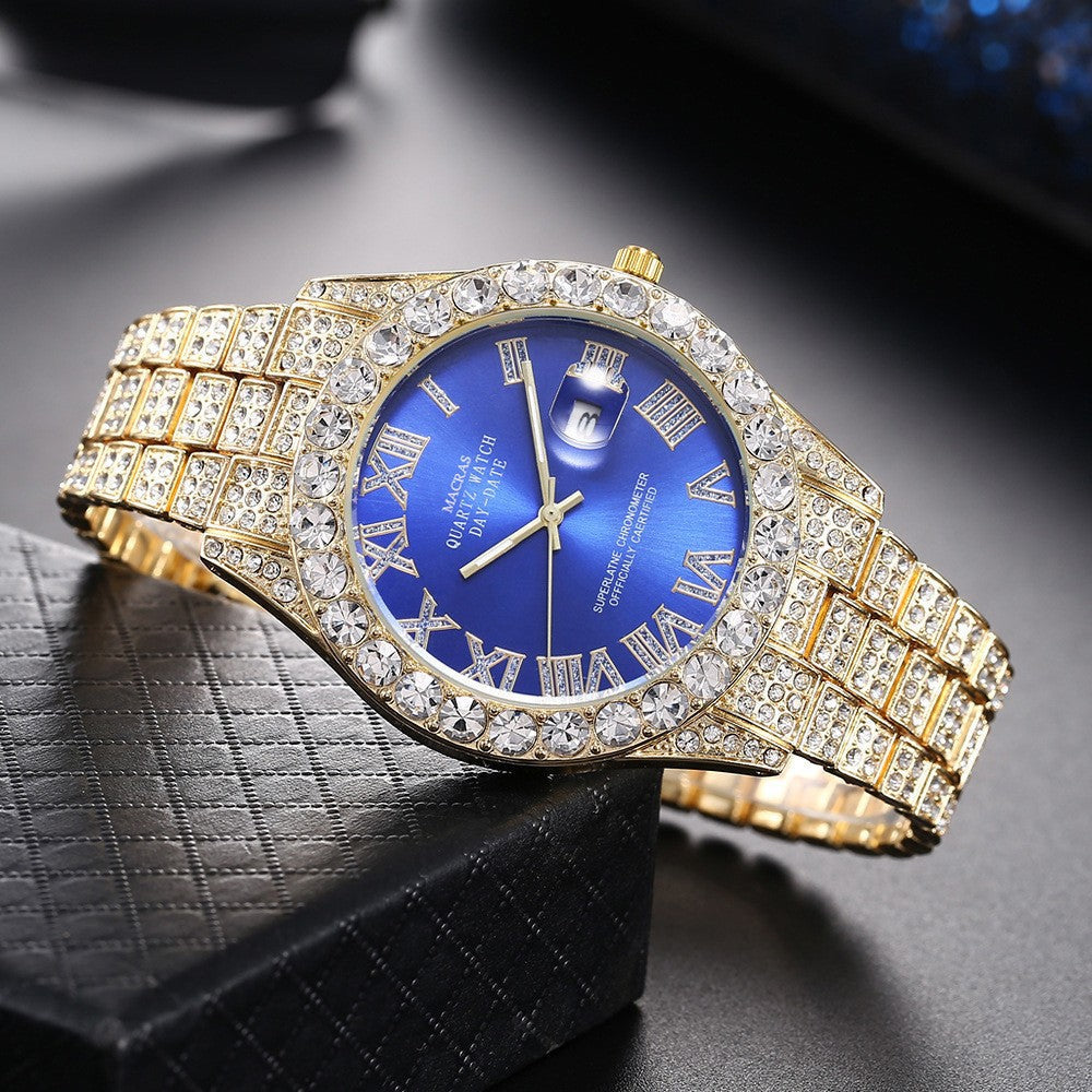 Roman Numeral Dial Steel Band Quartz Watch