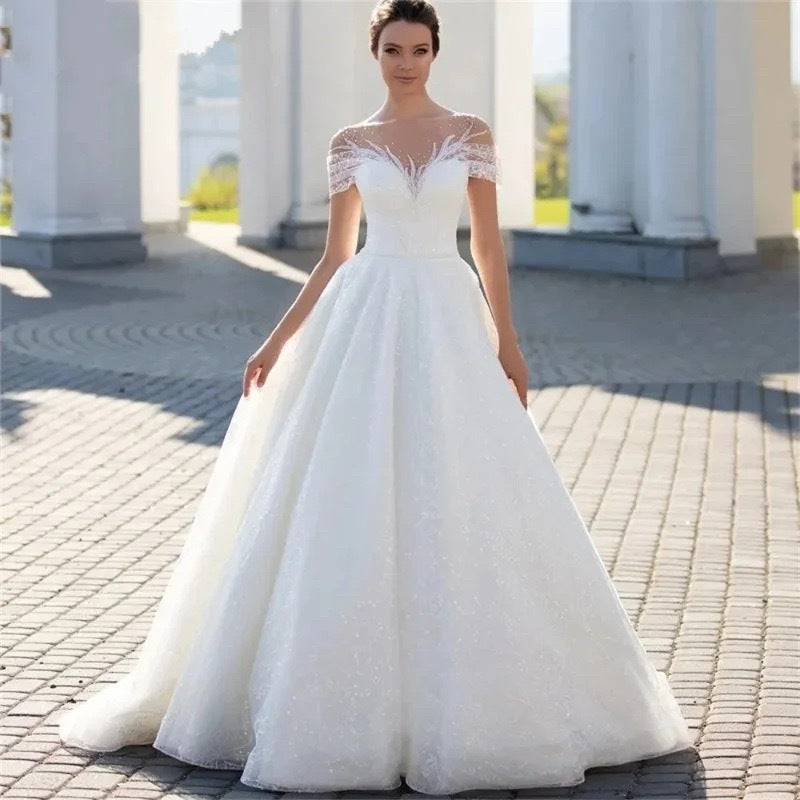 Off-shoulder Light Wedding Dress Bridal Main Yarn Lace Wedding Veil Small Trailing
