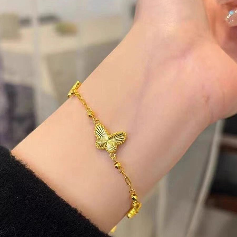 Womens Gold Laser Butterfly Bracelet