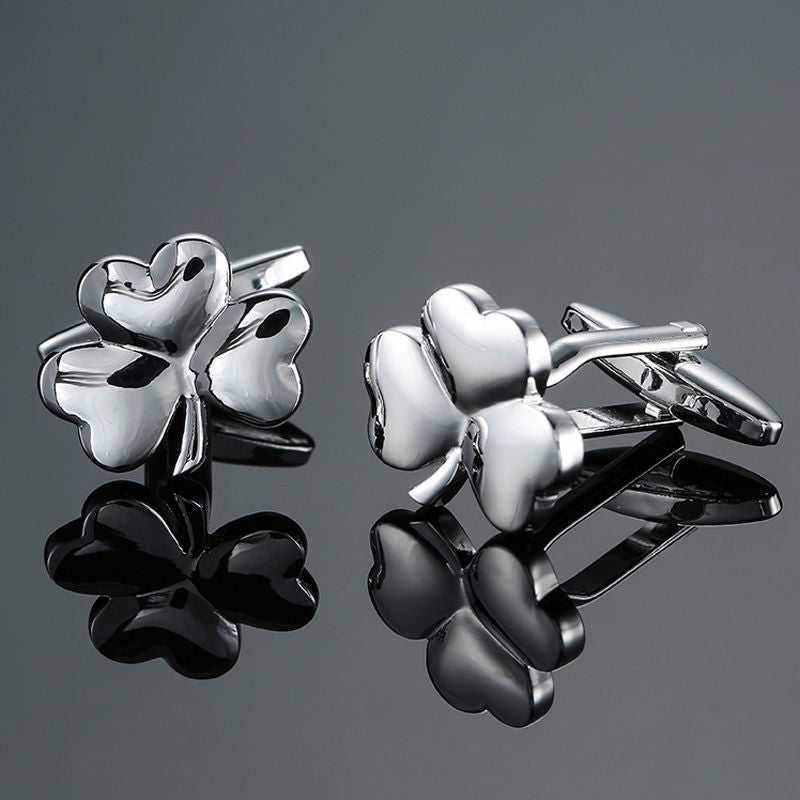 Grass Rose Gold And Silver Pattern Cufflinks