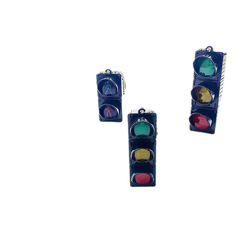 Mini Electronic Traffic Light Keychain Backpack Charm