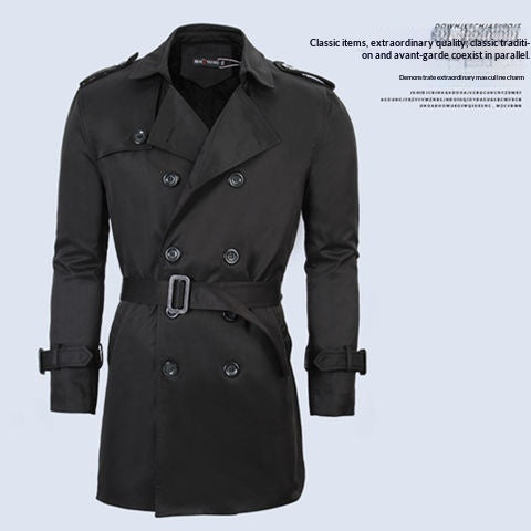 Trench Coat Slim-Fit Plus-Size British Style Mens Wear For Spring And Autumn Business Casual