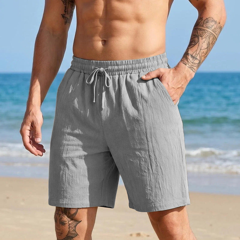 Mens Casual Loose Linen Beach Shorts