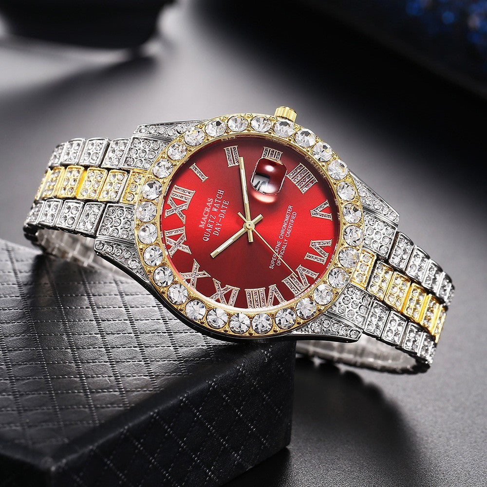 Roman Numeral Dial Steel Band Quartz Watch