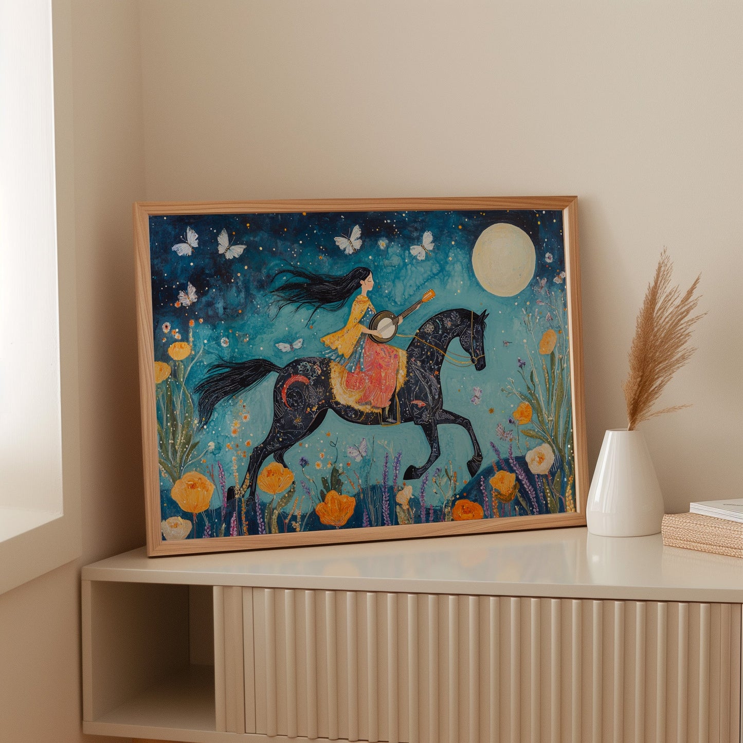 Mélodie au clair de lune à cheval dans la nuit