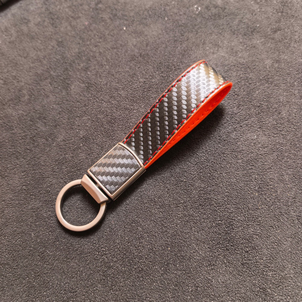 Carbon-fiber-pattern Car Keychain Pendant