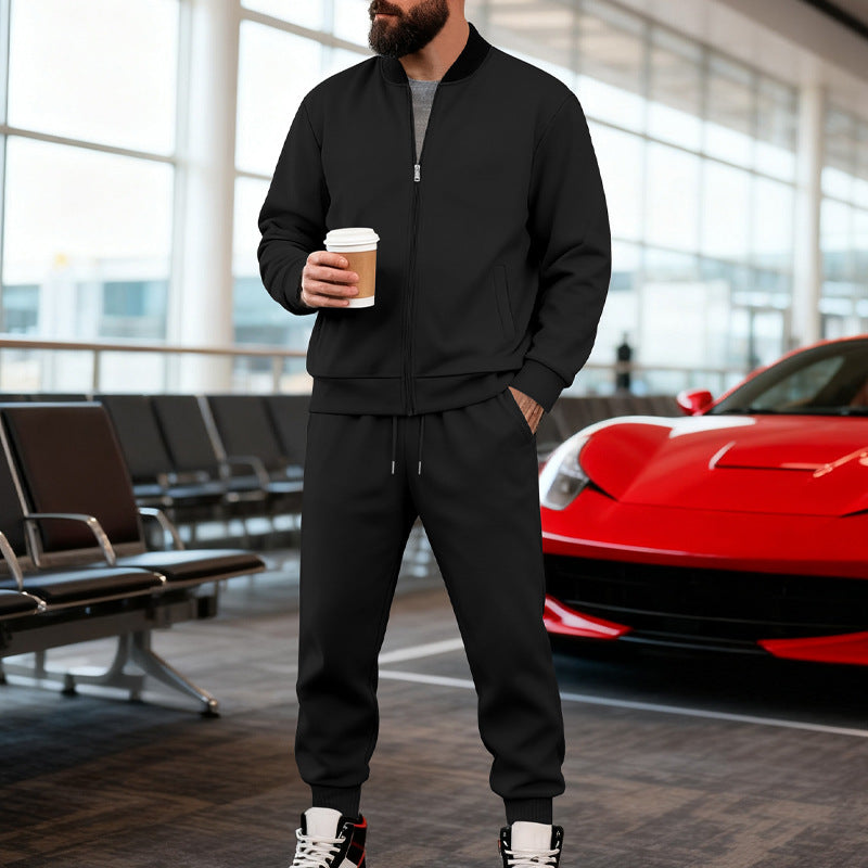 Mens Yolk-zip Baseball Jacket And Sportswear Set