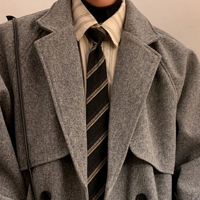Mens Mid-length Wool Coat With Extra Padding For A Premium Over-the-knee Look
