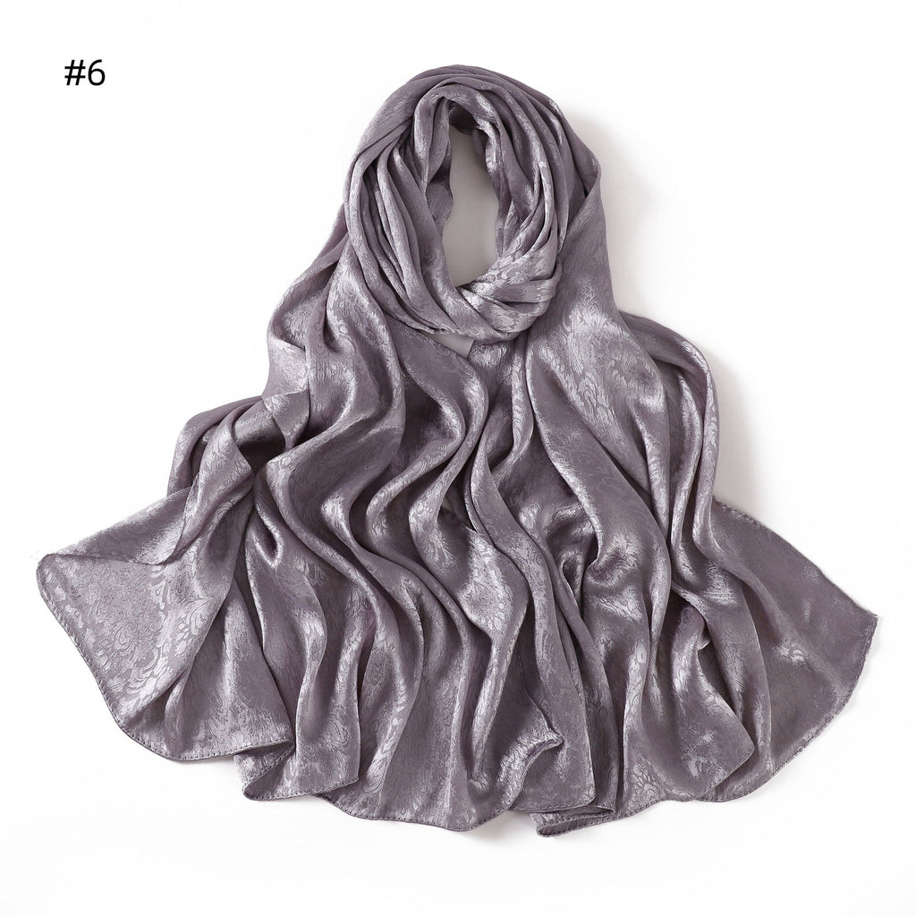 Womens Satin Patterned Jacquard Headscarf