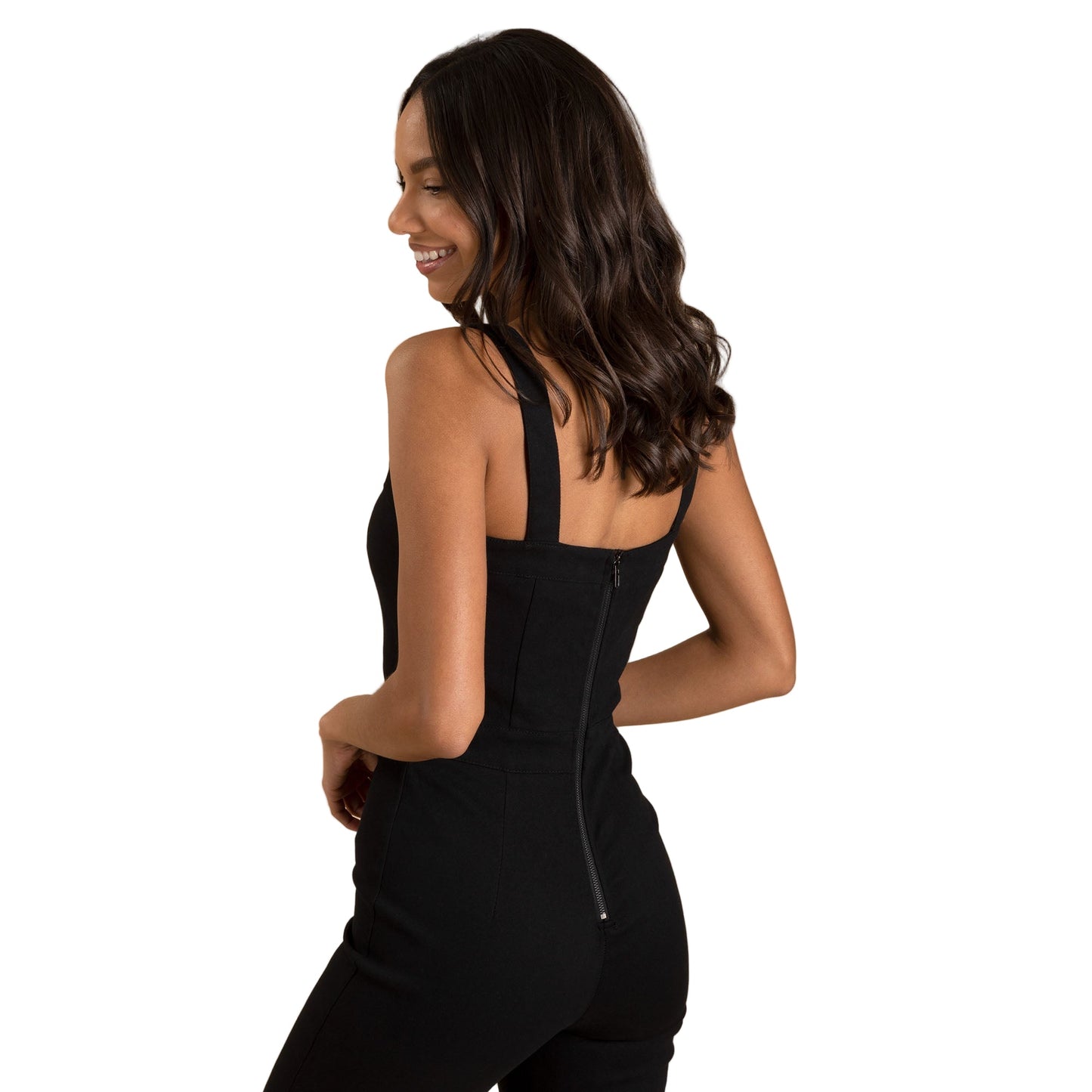 Black Denim Wide Leg Jumpsuit