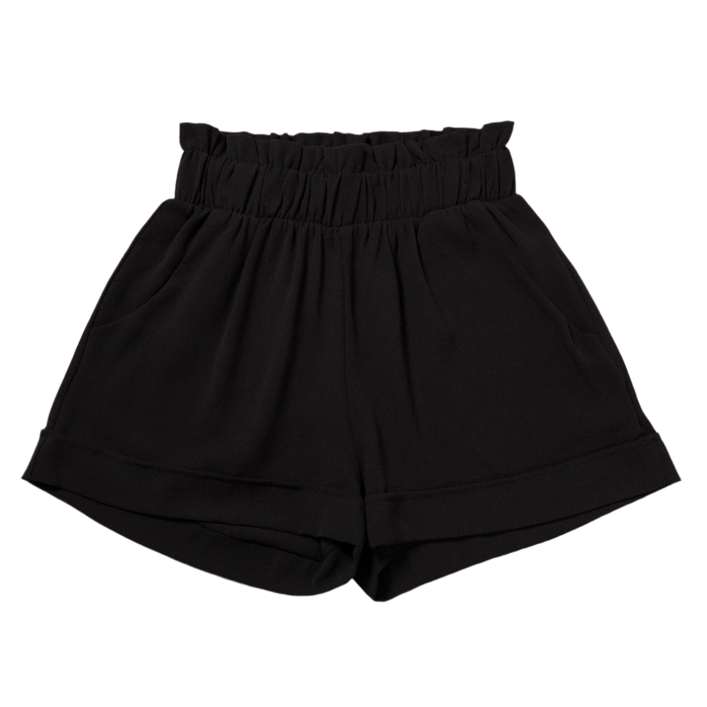 High-Waist Ruffle Top Cuff Shorts