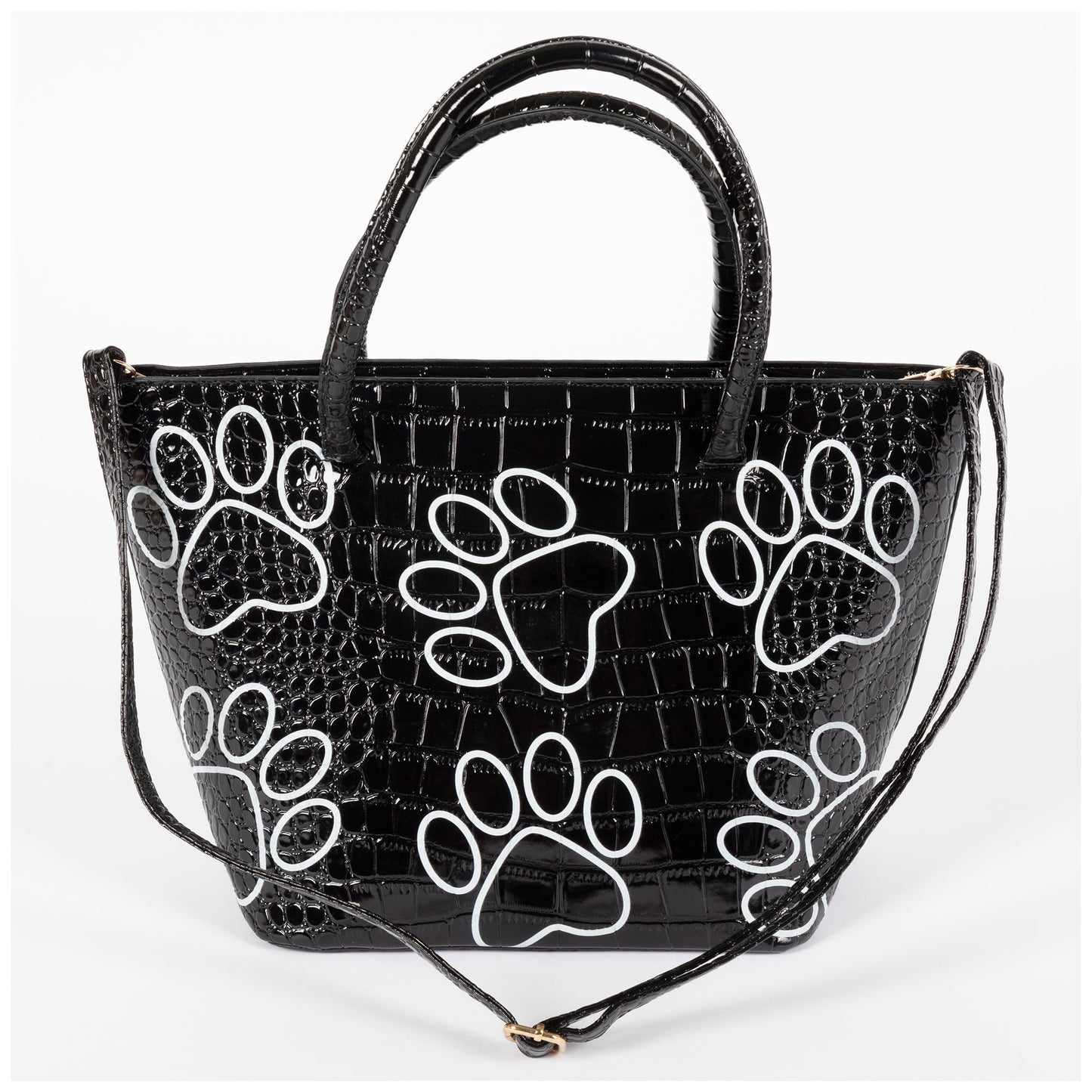 Patterned Paw Faux Leather Handbag