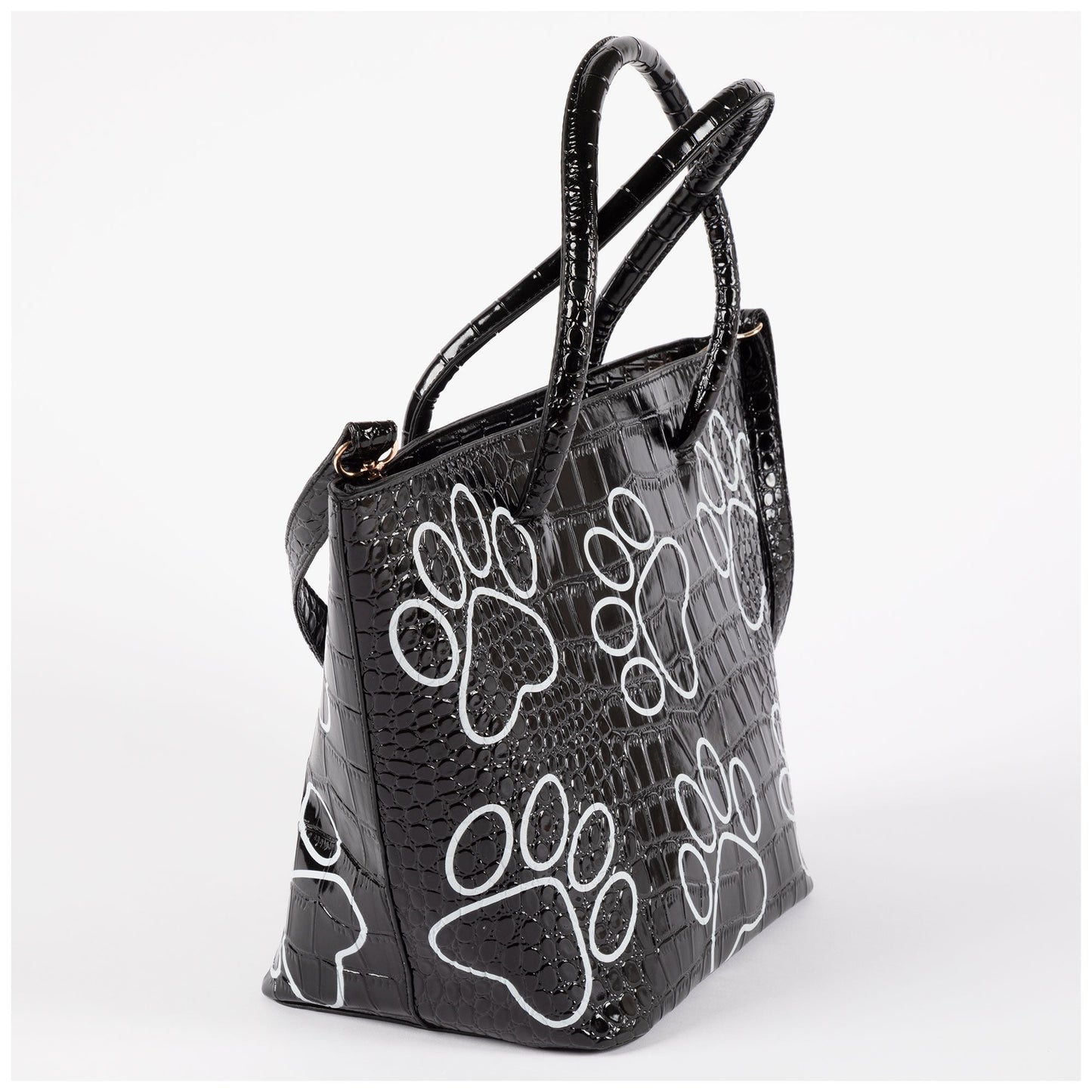 Patterned Paw Faux Leather Handbag