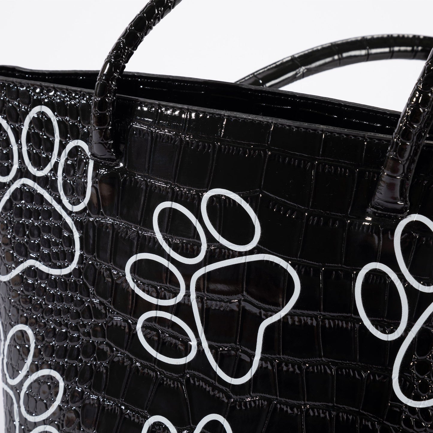 Patterned Paw Faux Leather Handbag