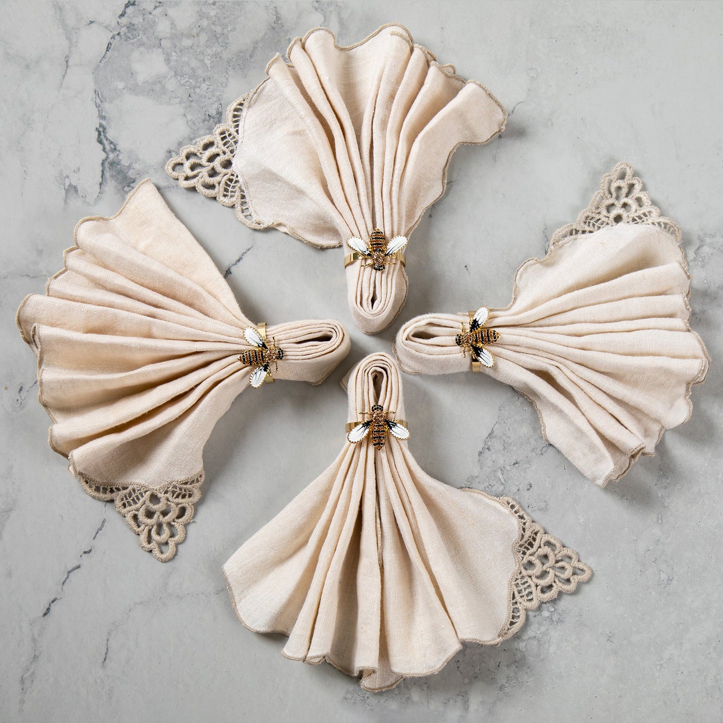 Elegant Bee Napkin Ring - Set of 4