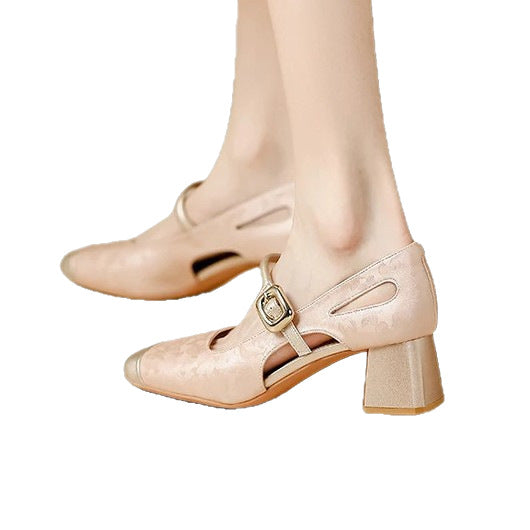 Womens Shoes Soft-soled Fashionable High Heels Outerwear Mary Jane High Heels
