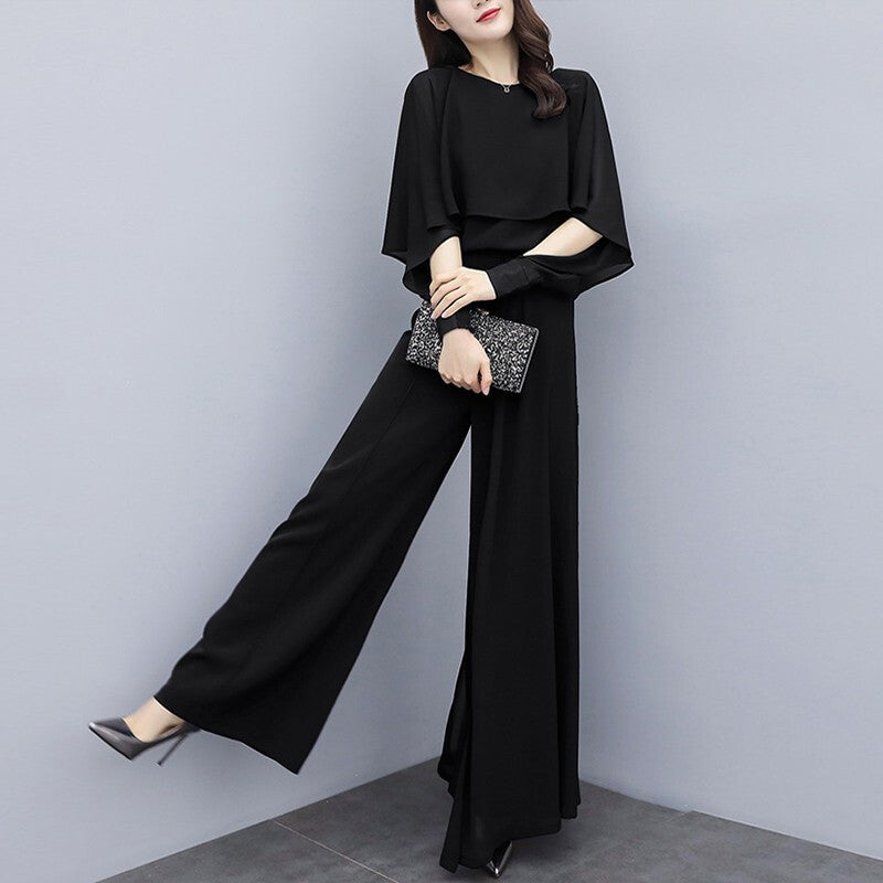 Casual Fashionable Wide Leg Pants Suit Women