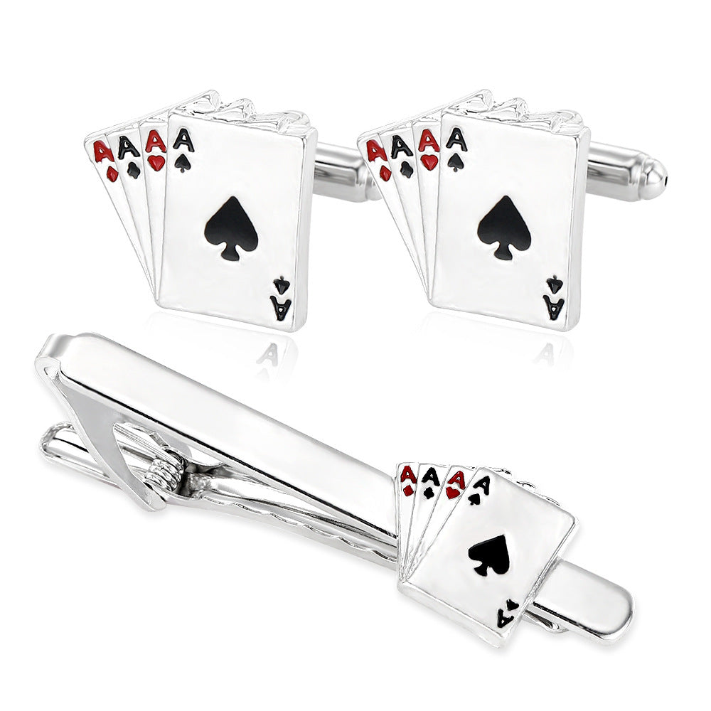 Poker Cufflinks Business Shirt Cufflinks Tie Clip