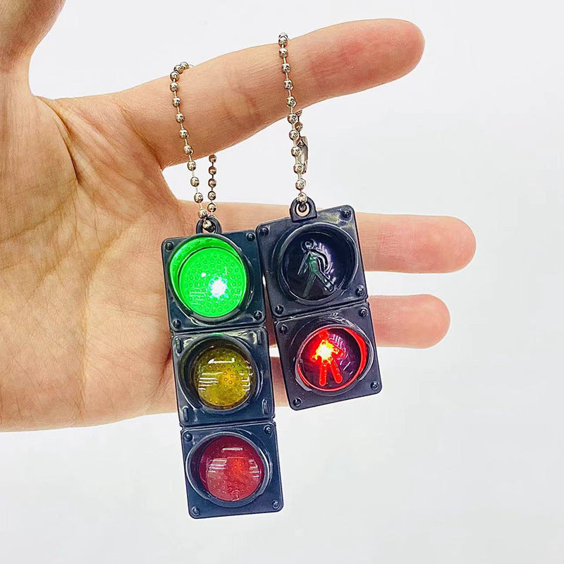 Mini Electronic Traffic Light Keychain Backpack Charm