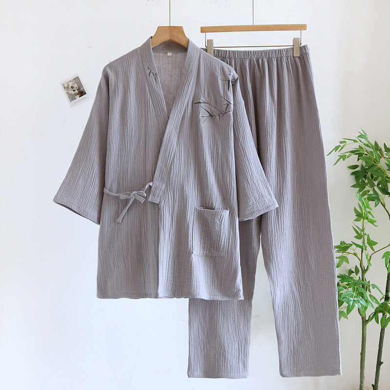 Double-layered Crepe Chinese-style Bamboo-patterned Hanfu Thin Summer Pajamas