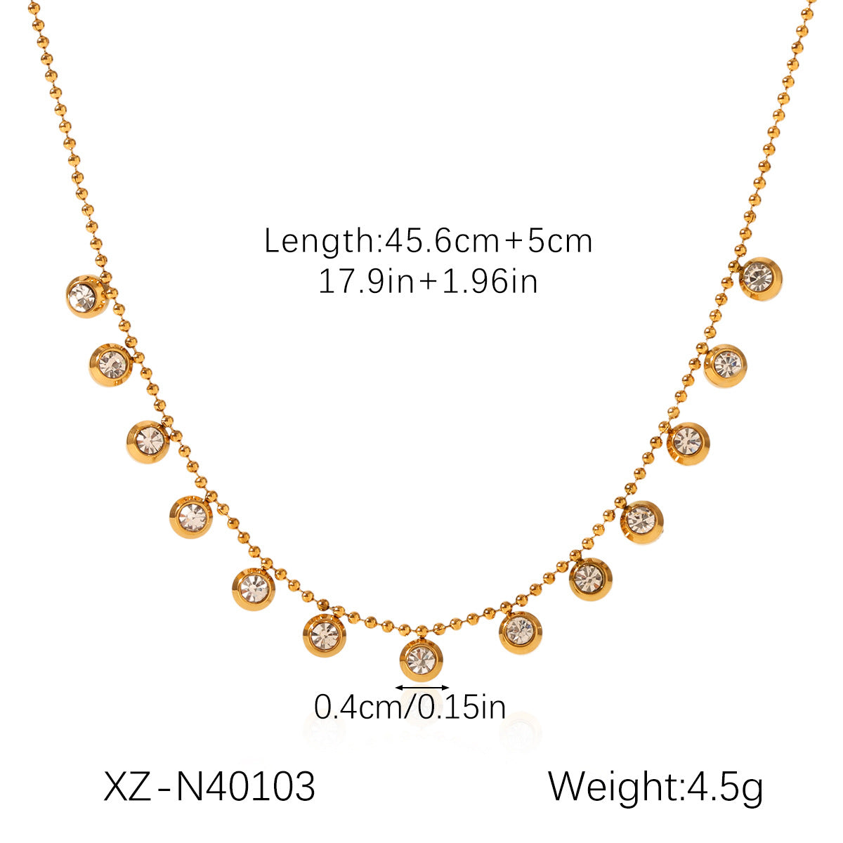 18K Gold stainless Steel Zircon Necklace For Women European And American Style