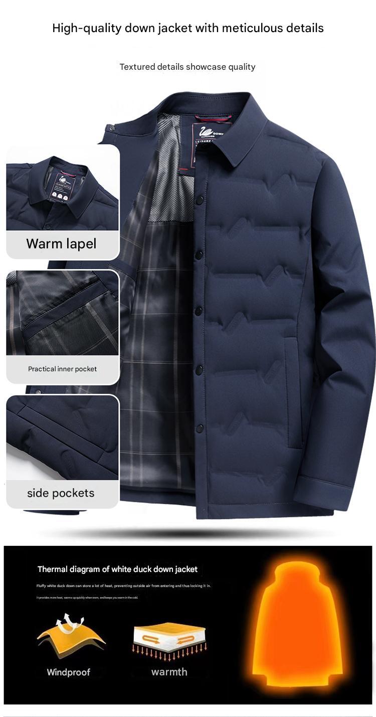 Lightweight Mens Short Down Jacket Thickened Warm Business Casual Coat For Autumn Winter