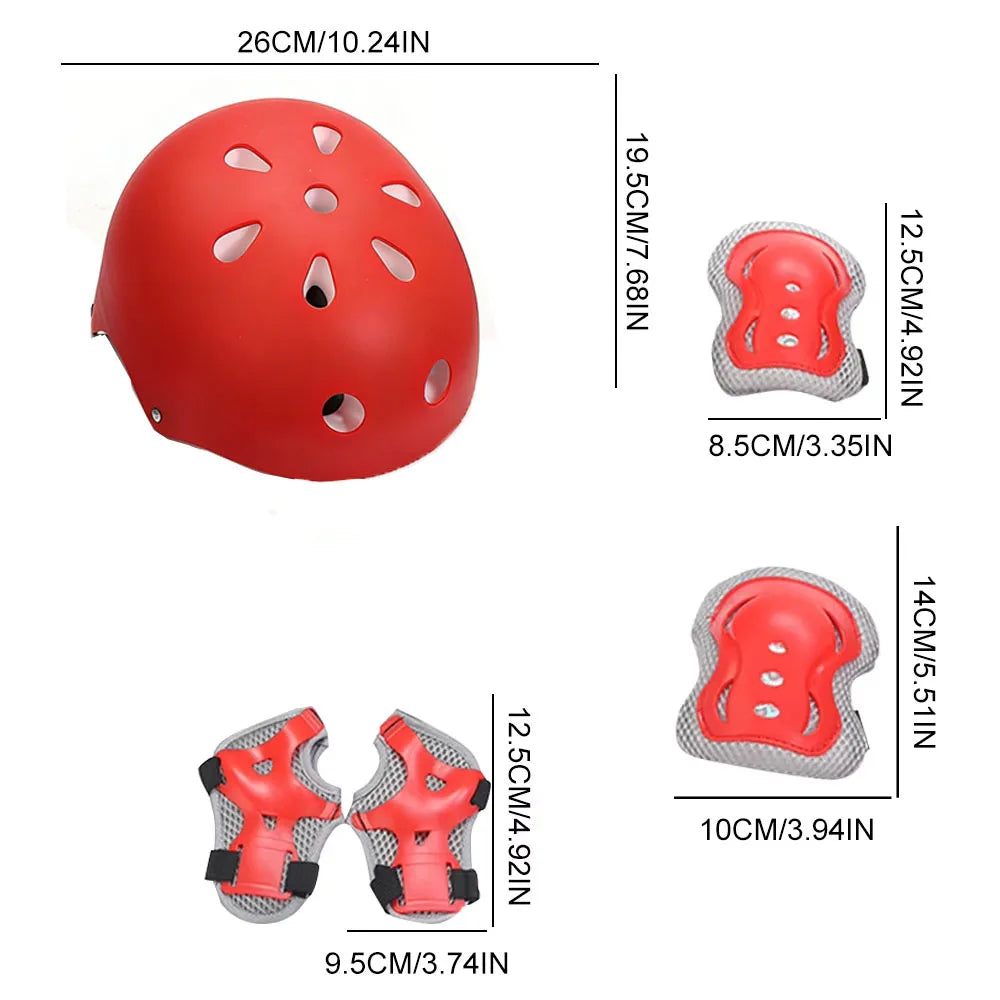 7Pcs/Set Kids Age with Wrist Guard and Knee Pads Elbow Pads Adjustable Protective Gear for Toddler Skating Cycling Scooter