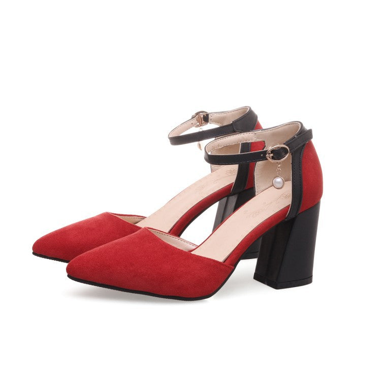 Autumn Pointed-toe Block-heel Pumps In Color-block Design
